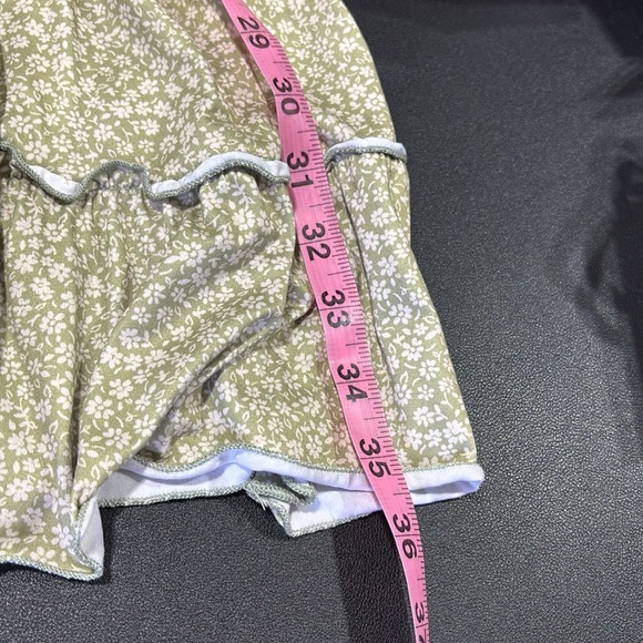 ALTAR’D STATE Green Floral,double ruffle hemline,ruffle scoop neck,shirred waist - Picture 8 of 8